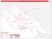 Santa Cruz-Watsonville Metro Area Wall Map Red Line Style 2022